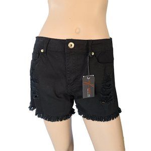 REDFOX NWT Black Distressed Shorts L